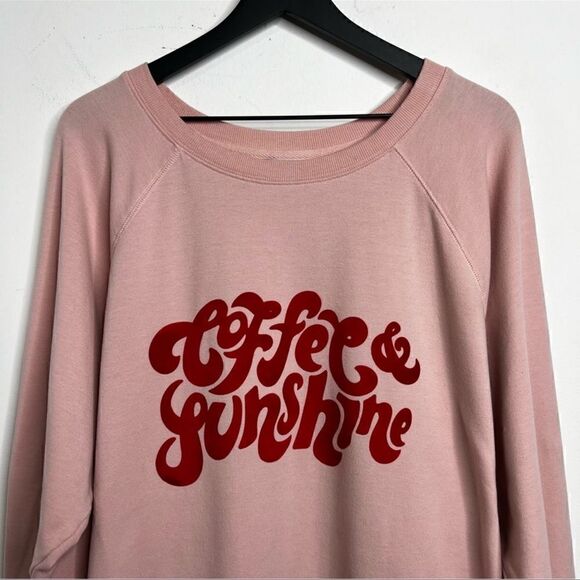 Wildfox- Women’s Coffee & Sunshine Pink Velour Statement Sweatshirt, Plus XXL - Picture 4 of 14